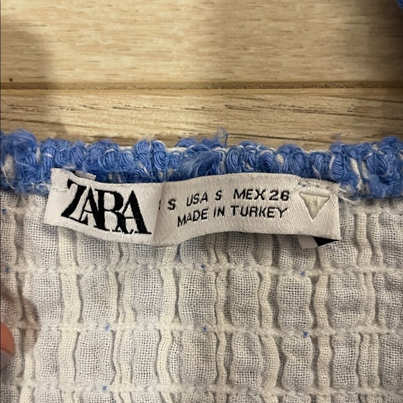 Blue and White Textured Women's Top Zara - Picture 2 of 2